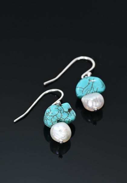 Turquoise & Pearl Sterling earrings